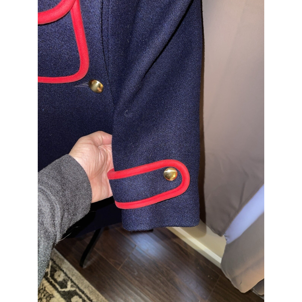 Vintage Wool Rainbow Brand Womens Navy Red Trimmed Military 60s Style Size Small - Picture 5 of 7